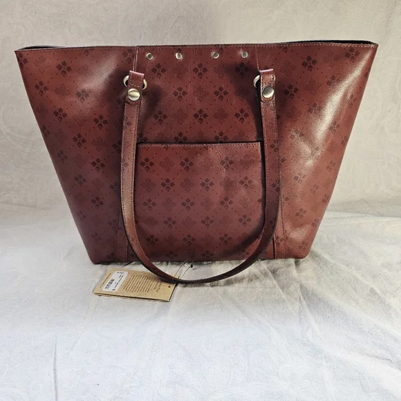 NWT Patricia Nash Benvenuto Leather Brown Tote Bag - Picture 1 of 12